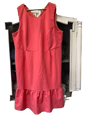 $15.99 • Buy ASOS CURVE Coral SlV Neck Casual Occasion Dress Sz UK 20 AU 18 Frill Bottom