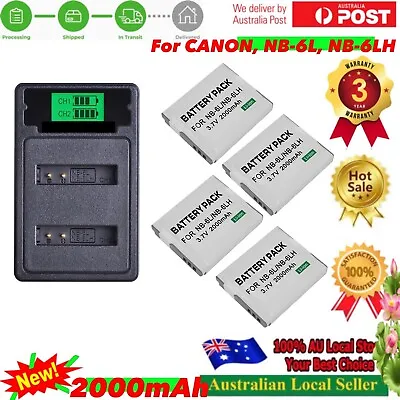 4 Battery +Dual Charger For NB-6L 6LH Canon PowerShot SX280 HS SX540 HS SX600 HS • $39.10