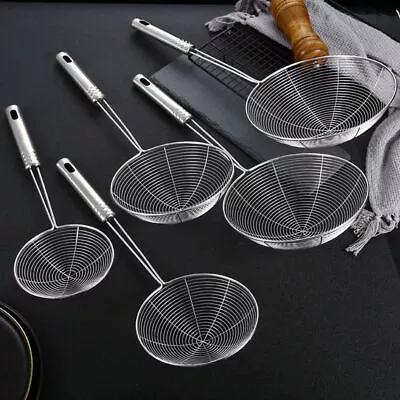 £6.36 • Buy 1pc Stainless Steel Oil Pot Strainer Ladle Skimmer Oval Fine Mesh Kitchen Tools