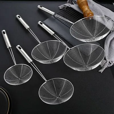 1pc Stainless Steel Oil Pot Strainer Ladle Skimmer Oval Fine Mesh Kitchen Tools • £6.17