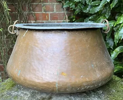 Antique Large Good Copper Cauldron Pail Pot Planter Jardiniere Garden Interior • £4.20