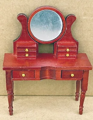 Mahogany Wooden Dressing Table Bedroom Furniture Tumdee 1:12 Scale Dolls House • $8.62