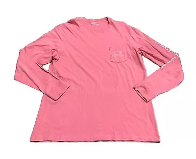 Vineyard Vines Shirt Mens Coral Long Sleeve Pocket Cotton Whale Size Large • $21.59