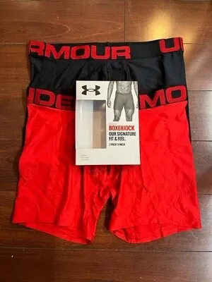 2-Pack Under Armour Tech Boxer Briefs Red Black Medium Large XL 1363619 6 Inch • $24