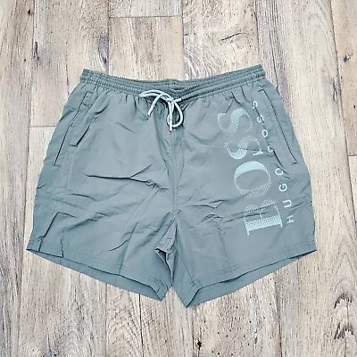 HUGO BOSS Mens Octopus Logo Print Swim Shorts Trunks - Open Green - Size XL • $39.95