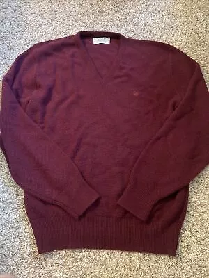 Vintage Christian Dior Size Large Mens Sweater Burgundy V Neck Made In USA • $35