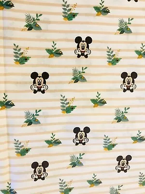 Disney Mickey Mouse Stripe Cotton FQ 18”x21” Plant Fabric Aulani Tropical • $5.99