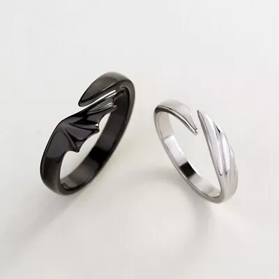 2x Matching Rings For Woman Man Angel Devil Open Rings Adjustable Couple Rings • $14.73