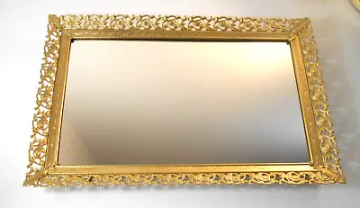 Vintage Hollywood Regency  Vanity Dresser Mirror Tray-footed- Filigree 15 X 9 • $12.85