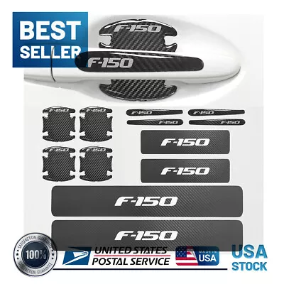 12*Carbon Fiber Texture Leather Car Door Sill Cover Protector Stickers For F150 • $19.99