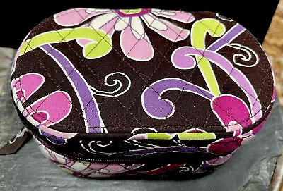 Vera Bradley Purple Punch Retired Travel Jewelry Box Case Zip Around Brown Pink • $12.99