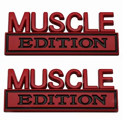 2pc MUSCLE  EDITION EMBLEM 3D Badge Nameplate Car Truck SUV (black Red) • $15.99