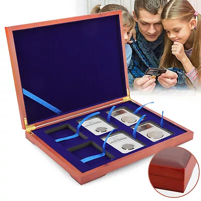 Solid Wood Display Storage Box Case For 6 Certified PCGS NGC Coin Slab Holder US • $32.98