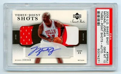 2005-06 Ud Sweet Shot 3-point Dual Jersey Auto Michael Jordan /23 Psa 10 Pop 1 • $35000