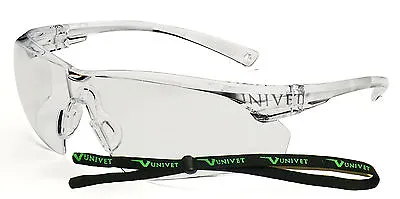 Univet Safety Glasses Spectacles Specs Lightweight Neck Cord Slider Anti Scratch • £8.79