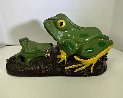 Vintage Frog Cast Iron Coin Bank Mechanical Antique Figure • $25