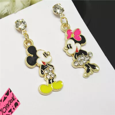 Hot Fashion Color Enamel Cute Mickey Minnie Crystal Women Stand Earring Gifts • $2.96