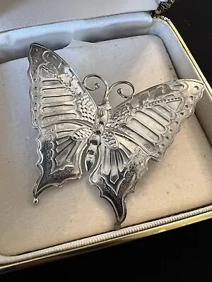Vintage Large Ming’s Honolulu Hawaii Sterling Silver Butterfly Pin Brooch W Box • $225