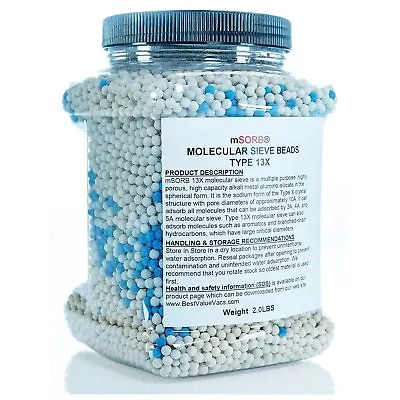 $70 • Buy MSORB Molecular Sieve Desiccants Type 13X- 2lbs, Includes Blue Indicator Beads