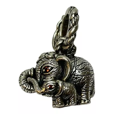 John Hardy JAI Sterling 925 Silver Double Elephant Garnet Eyes Pendant • $124.99