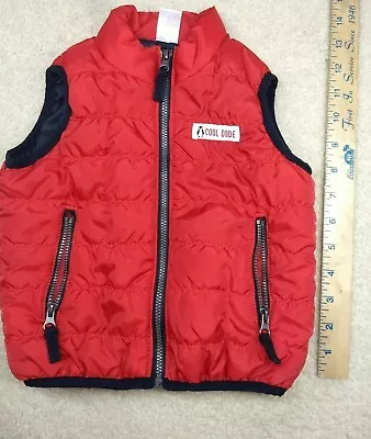 CARTER'S Baby Toddler  Cool Dude  Penguin Vest RED Size 12 Months Marty Mcfly • $0.99