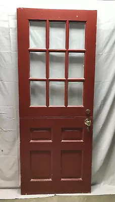 Vintage Solid Wood Dutch Door 9 Lite 32x79 Red Cottage Entryway Old 908-23B • $1295