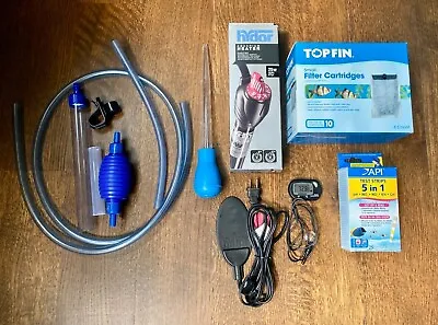$18 • Buy FishTank Supply Lot Of 7: Hydor Heaters+Digital Thermo+Cartridges+Siphon EXC CON