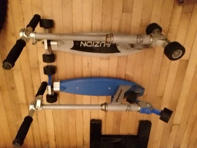 $49 • Buy Blue FUZION ASPHALT 4 Wheel 2 Axle 8 Bearrings Front Back Trick Fold Up Scooter