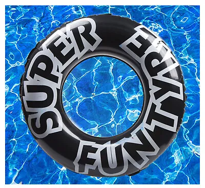 Large Inflatable Swim Ring Black Tyre 36 Inch Swimming Pool Beach Float Lilo • £7.89
