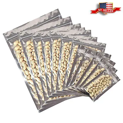 Variety Of Sizes For 100 PCS Flat Clear/Silver Metallized Foil Resealable Bags • $10.79