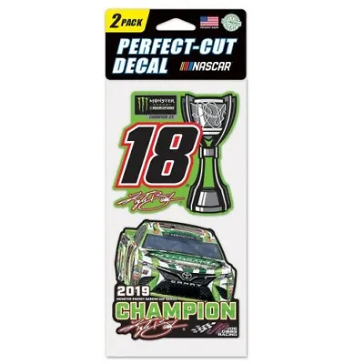 Kyle Busch 2019 Wincraft #18 2019 Monster Energy Champion 4x8 2pc Decal Set • $13.99