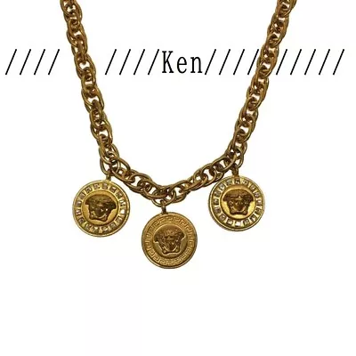 VERSACE GIANNI VERSACE Necklace Pendant Rare AUTH MEDUSA Vintage Gold Medal F/S • $768.99