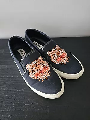 Kenzo K-Skate Womens Tiger Embroidered Canvas Slip-on Sneakers EU 39 Black • $50