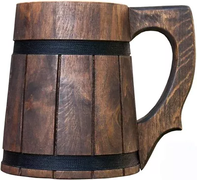 Handmade Beer Mug Wooden Tankard Beer Stein Birthday Christmas Gifts Anniversary • $89.94