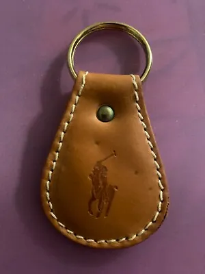 Vintage Polo Ralph Lauren Brown Saddle Leather Pony Key Chain Key Ring Fob Var. • $39