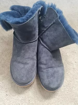Ladies Ugg Boots. Blue Bailey Bow. Sz 6.5 • £70