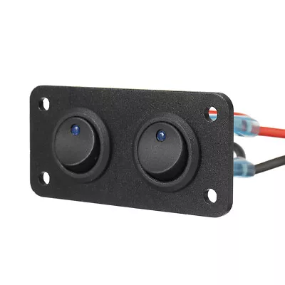 2 Gang Round Dash Rocker Toggle Switch Panel Blue LED For RV Boat Marine 12V • $15.79