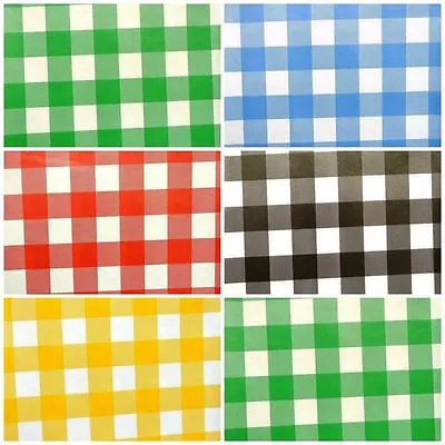 Large Gingham Check Pvc Vinyl Oilcloth Kitchen Cafe Bar Wipeclean Tablecloth • £10.59