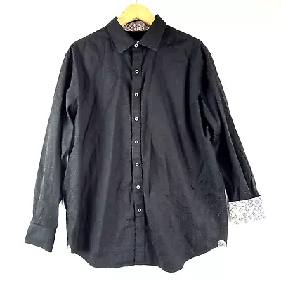 Robert Graham Button Up Shirt Men's Size 1XL Black Paisley Long Sleeve Classic • $13.59