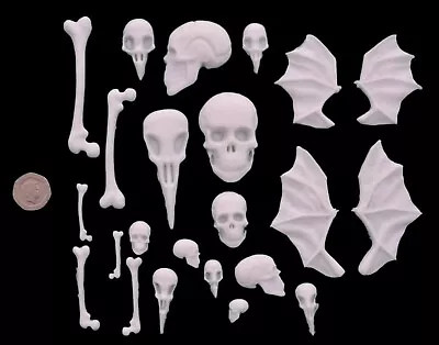 22 X Edible 3D Skull And Bones Set Cupcake Toppers Decorations Weddings • £7.99