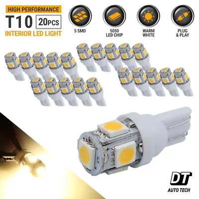 20X T10 921 High Power Warm White LED License Plate Interior SMD Light Bulbs • $8.99