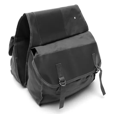 Black Canvas High Capacity Motorcycle Saddle Bag Saddlebags Storage Universal • $35.90