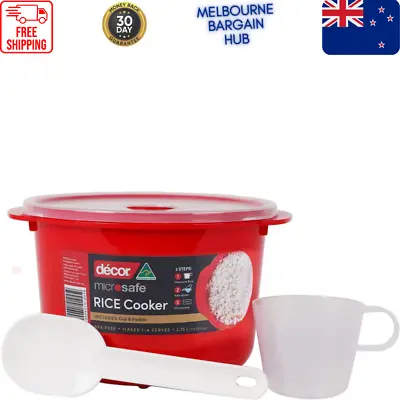Decor 148700-003 Microsafe Microwave Rice Cooker And Vegetable Steamer Red AU • $13.60