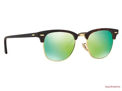 Ray Ban Clubmaster Tortoise Frame GREEN Mirror Flash Lens RB3016 1145/19 • $96.12