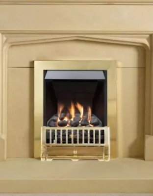 Gold & Brass CHIMNEY COAL FIREPLACE INSET INSERT SLIMLINE MODERN GAS FIRE 3KW • £60