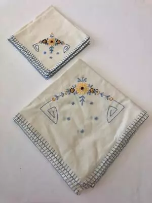 Vintage 1920's Mission Arts And Crafts Style Tablecloth Embroidered 34x32 • $20.99