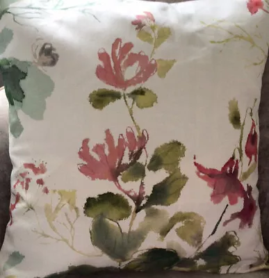 £6 • Buy CUSHION- NATIONAL TRUST HONEY FLOWERS, Botanicals, Green Pink Cream, 100% Cotton