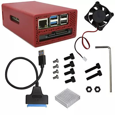 Raspberry PI 5 NAS Case Boot From SSD With Cooling Fan Heatsink USB 3.0 Cable • $34.95