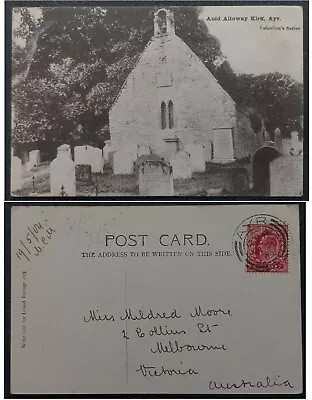 1904 Great Britain Postcard-Auld Alloway Kirk 1p Stamp Cd Ayr-Melbourne • $8.04