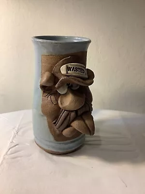 Mahon-made Stoneware Beer Mug Clay Face Mug Stein WASTED • $35